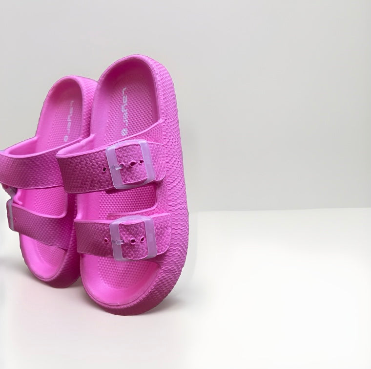 Pink open crocs