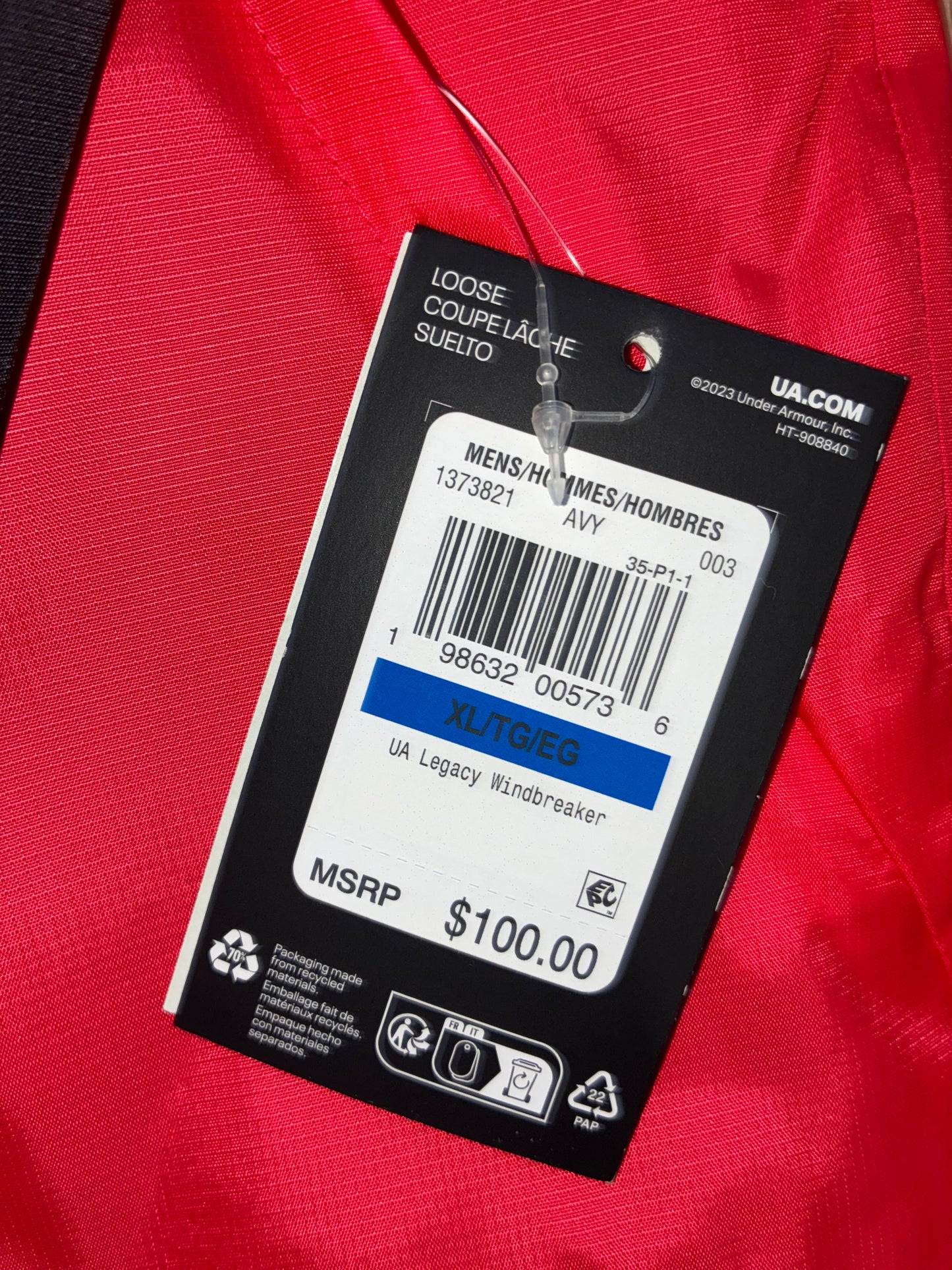 Under armour legacy windbreaker. Red, black jacket