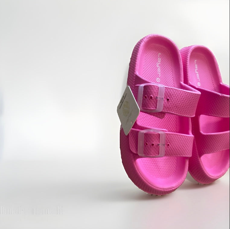 Pink open crocs