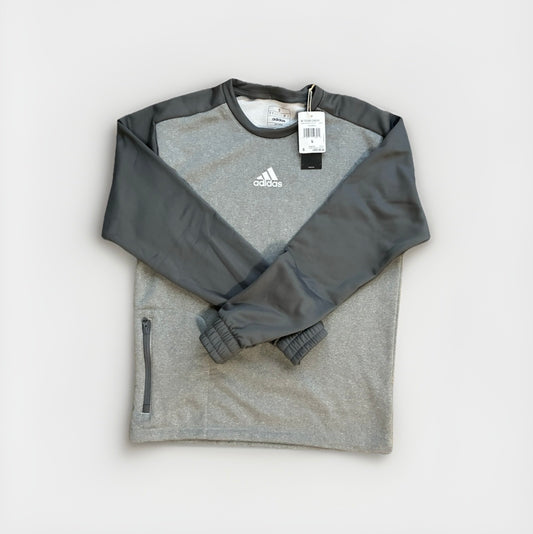 Adidas M TEAM CREW Gray & White Sweater – Classic Athletic Pullover