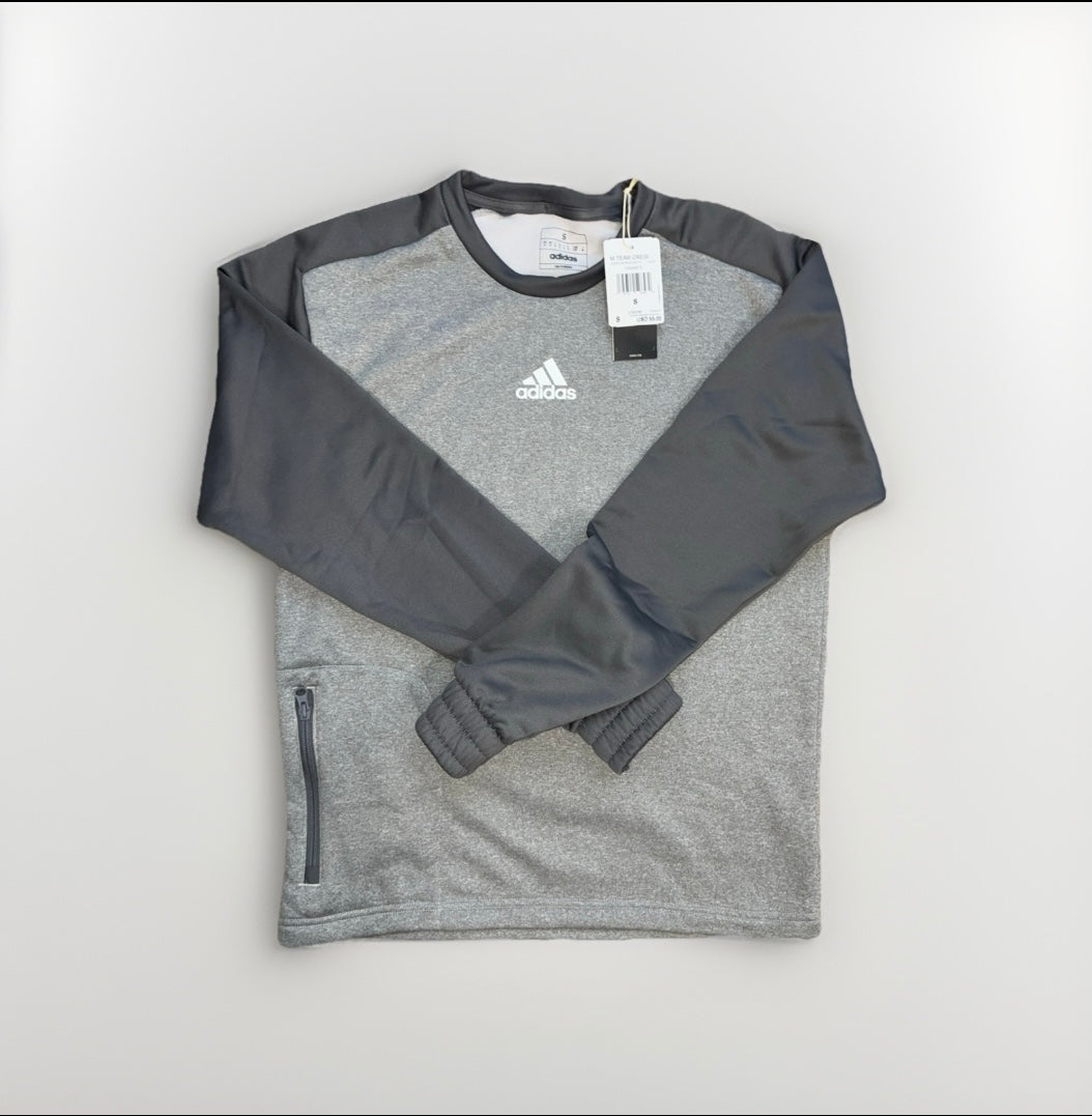 Adidas M TEAM CREW Gray & White Sweater – Classic Athletic Pullover
