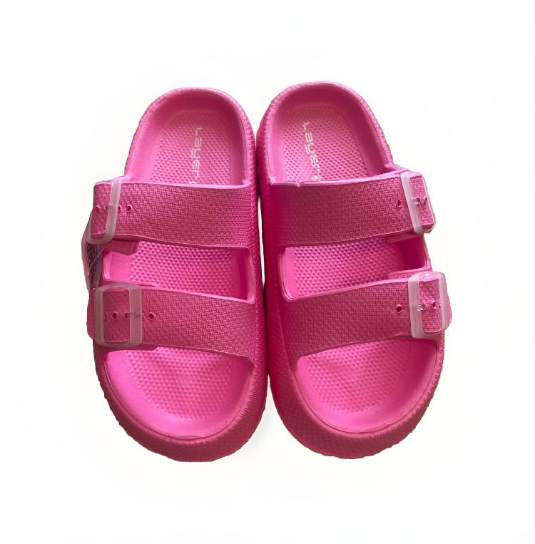 Pink open crocs