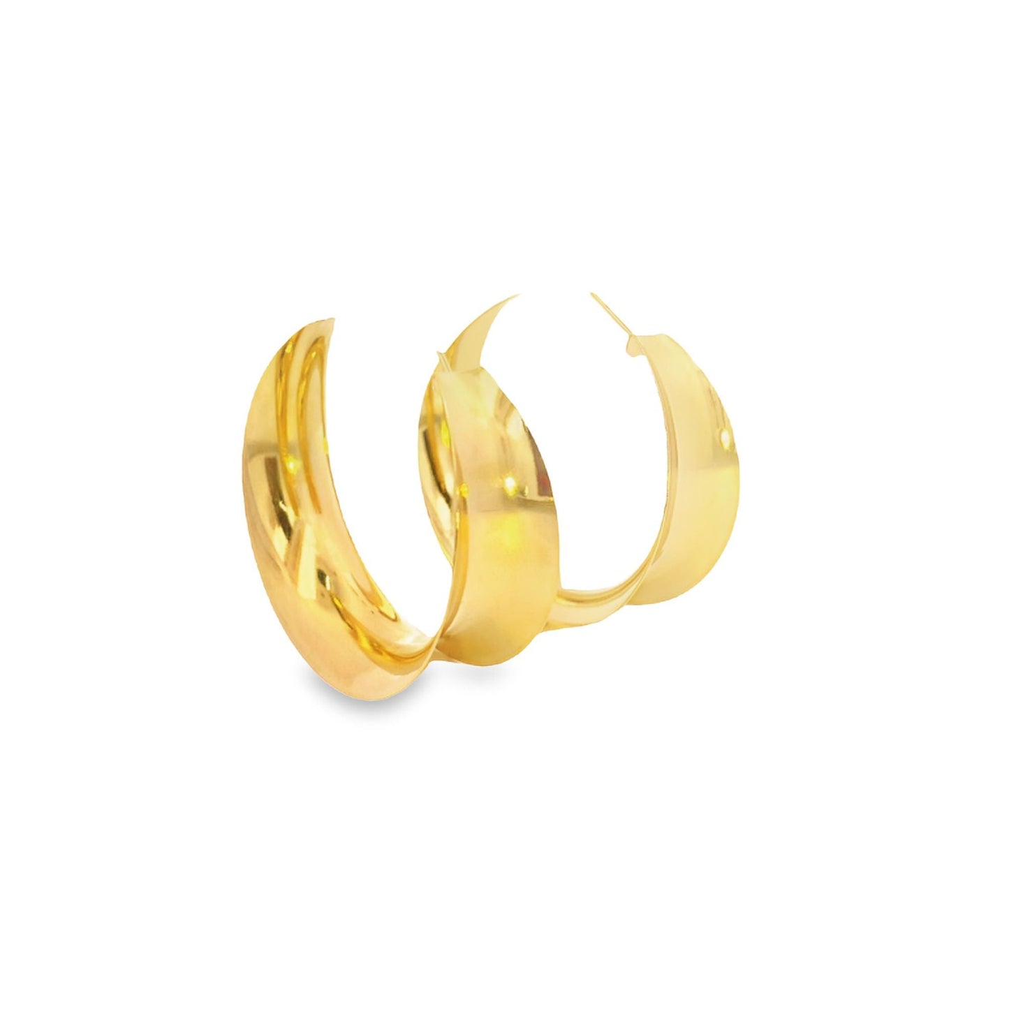 18K Gold Filled Curved Wide Minimalist Hoops (J305-J307)(L395)-4