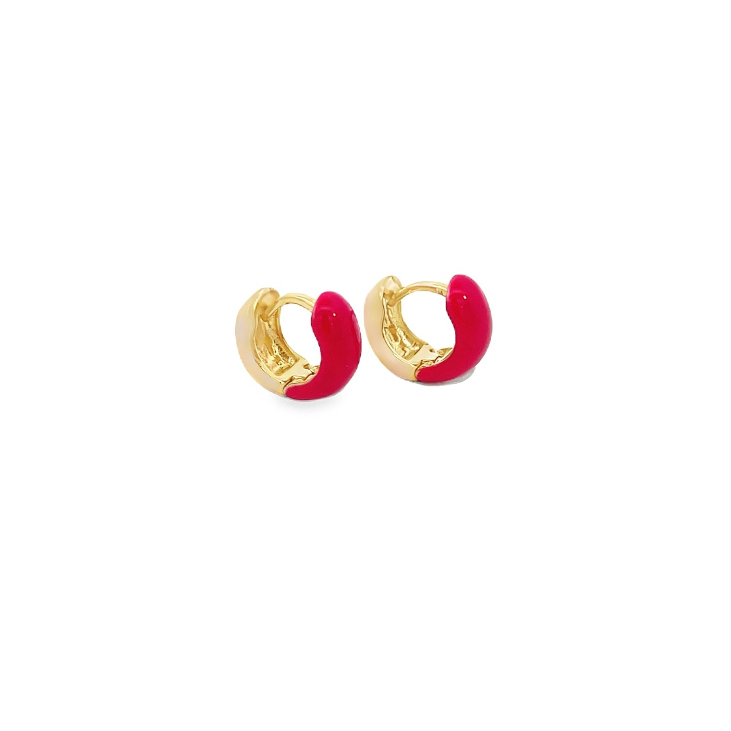 18K Gold Filled Enamel Small Huggie Earrings (K116A)-4