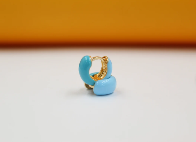 18K Gold Filled Enamel Small Huggie Earrings (K116A)-3