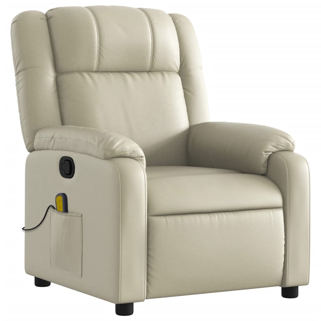vidaXL Massage Recliner Chair Cream Faux Leather