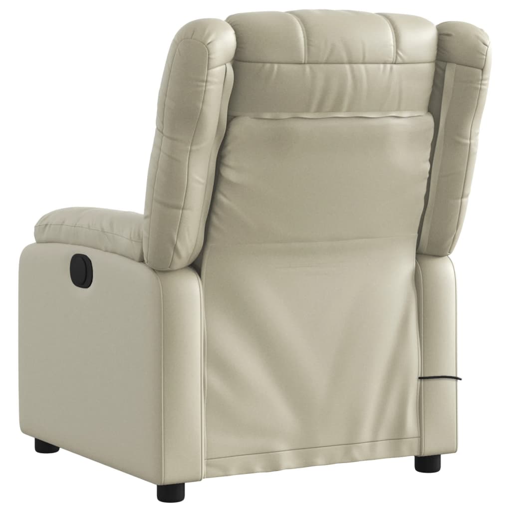 vidaXL Massage Recliner Chair Cream Faux Leather