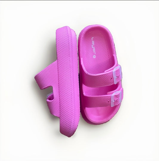 Pink open crocs