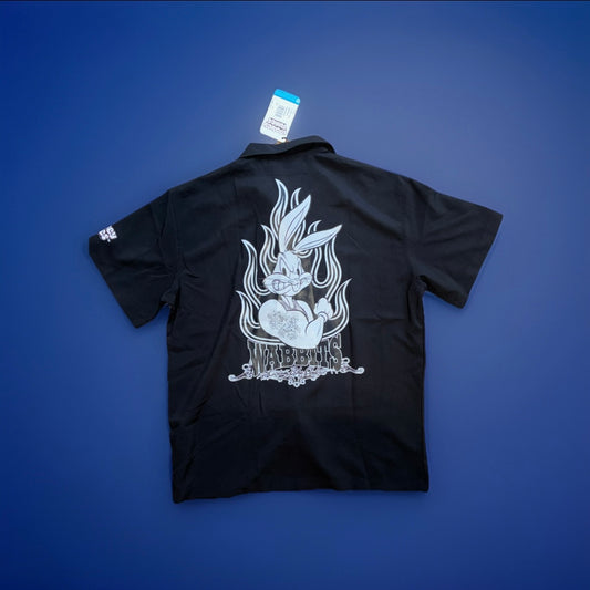 Black medium button down looney tunes shirt