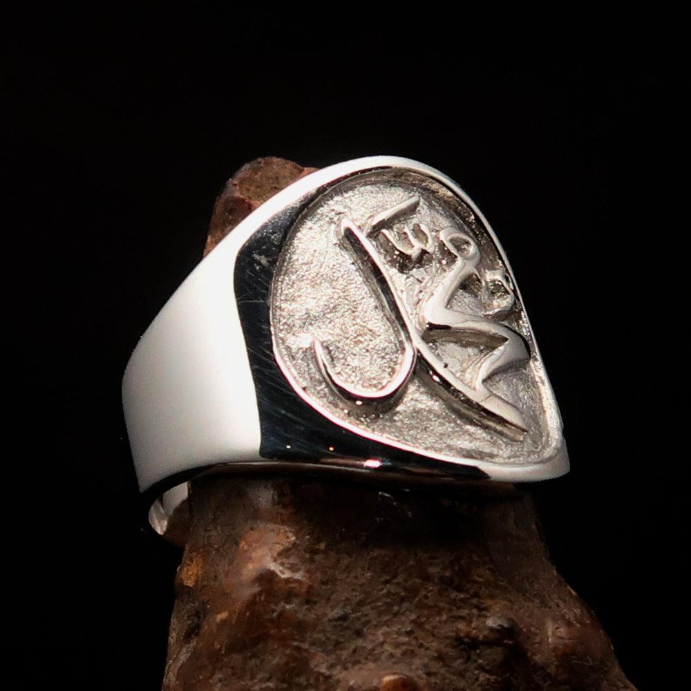 Excellent crafted Men's Muhammad Muslim Ring - two tone Sterling Silver