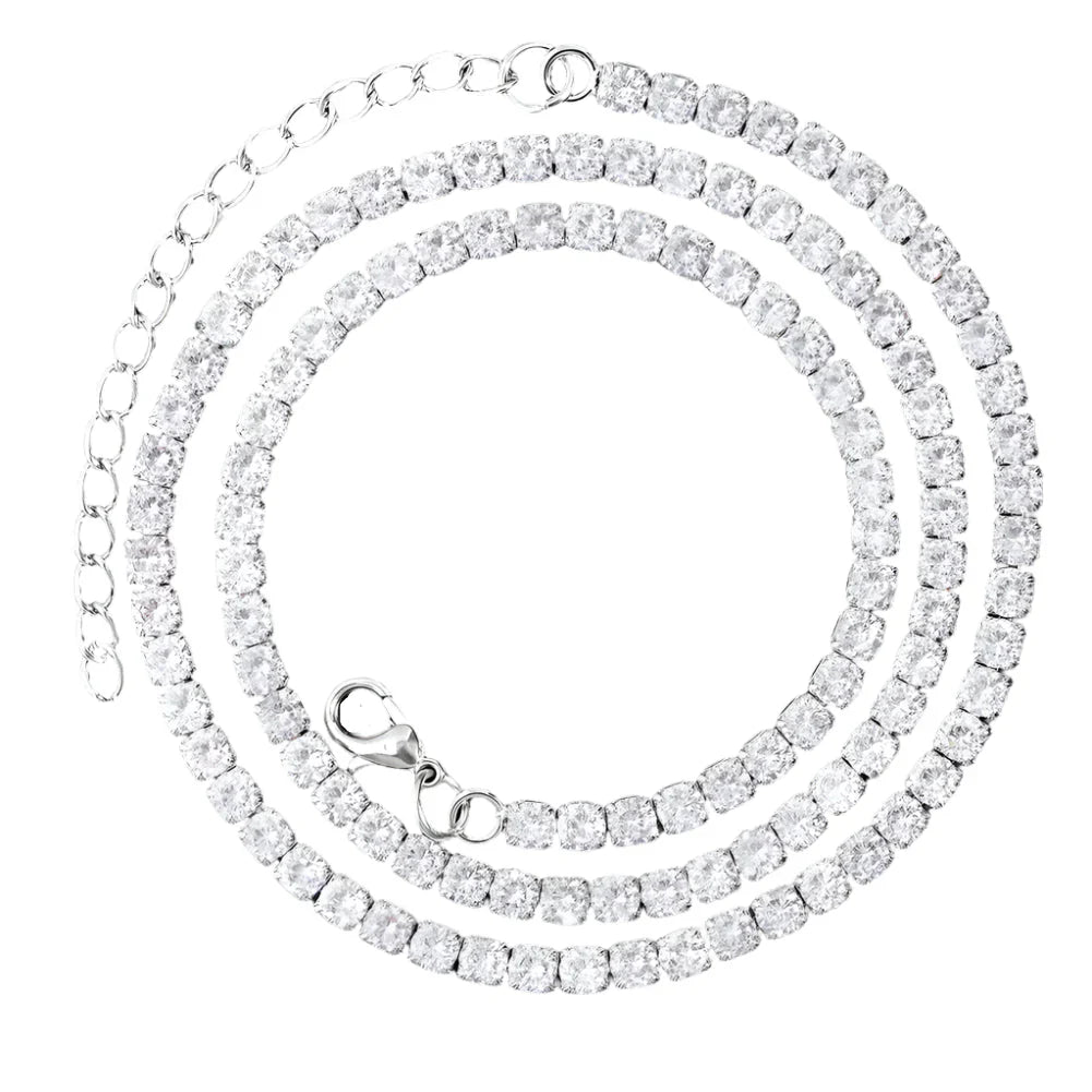 Prong Cuban Link Chain Necklace Rhinestone (A0924SL)