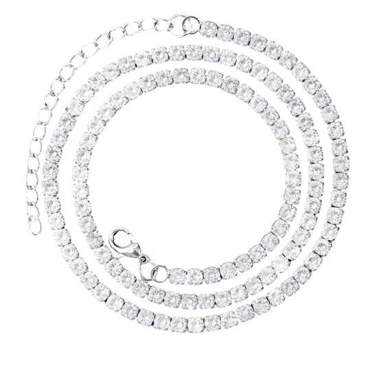 Prong Cuban Link Chain Necklace Rhinestone (A0924SL)